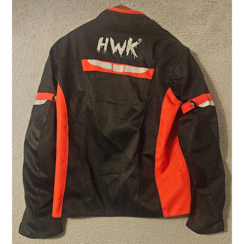 HWK Motorsports Mens Mesh Motorcycle Jacket Armored Black Red Riding Gear Small